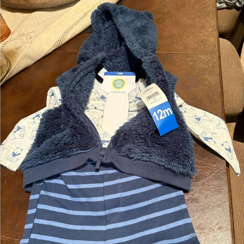 Little Me Navy and Light Blue Kids Matching Set - Picture 2 of 4